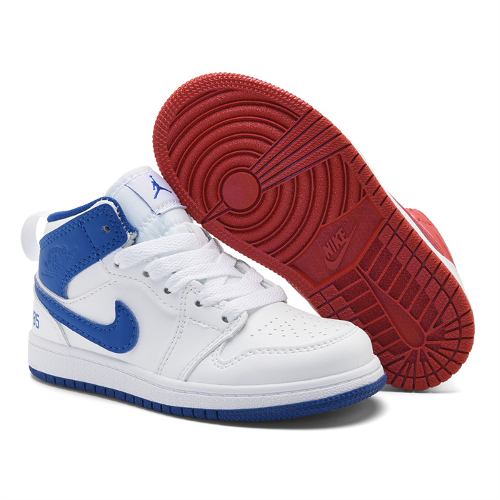 Youth Running Weapon Air Jordan 1 White/Blue Shoes 0116